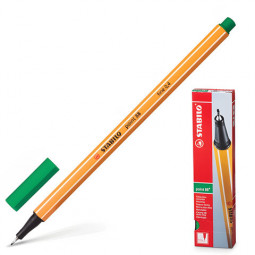 Ручка капиллярная (линер) STABILO "Point", ЗЕЛЕНАЯ, корпус оранжевый, линия письма 0,4 мм, 88/36