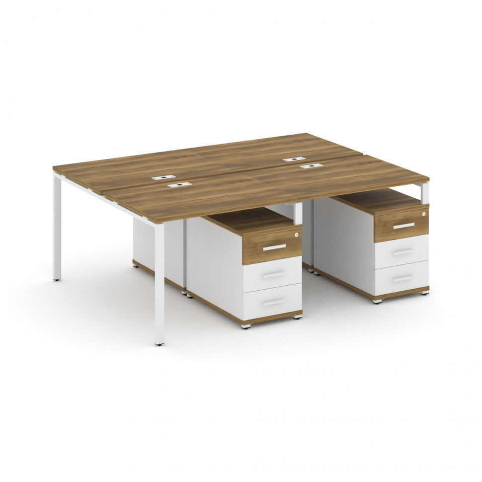 Concept Рабочая станция 4 места с 2 двухсторонними опорными тумбами CN.DRS-317 W Сандал Янтарный/Бел Concept Рабочая станция 4 места с 2 двухсторонними опорными тумбами CN.DRS-317 W Сандал Янтарный/Бел