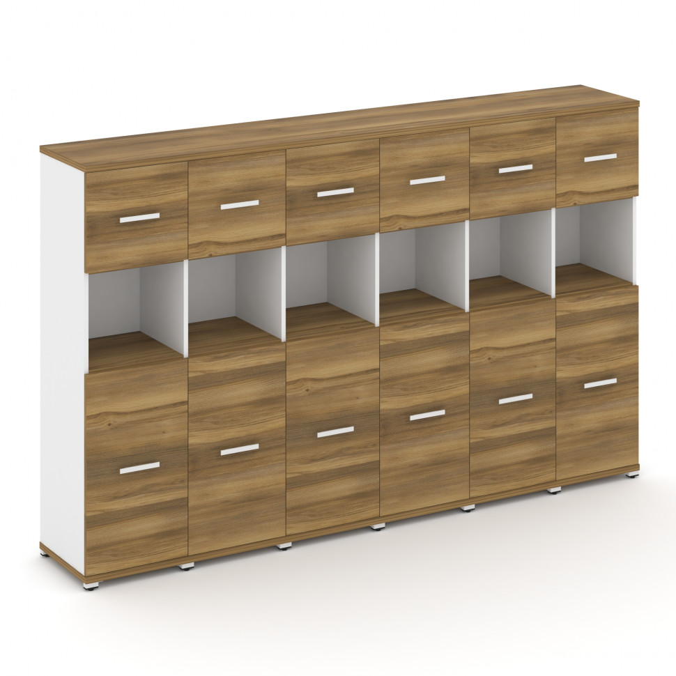 Concept Шкаф 6 узких секций, 4 ниши CN.STU-465 W Сандал Янтарный/Белый Бриллиант/Металл Белый 2500*4