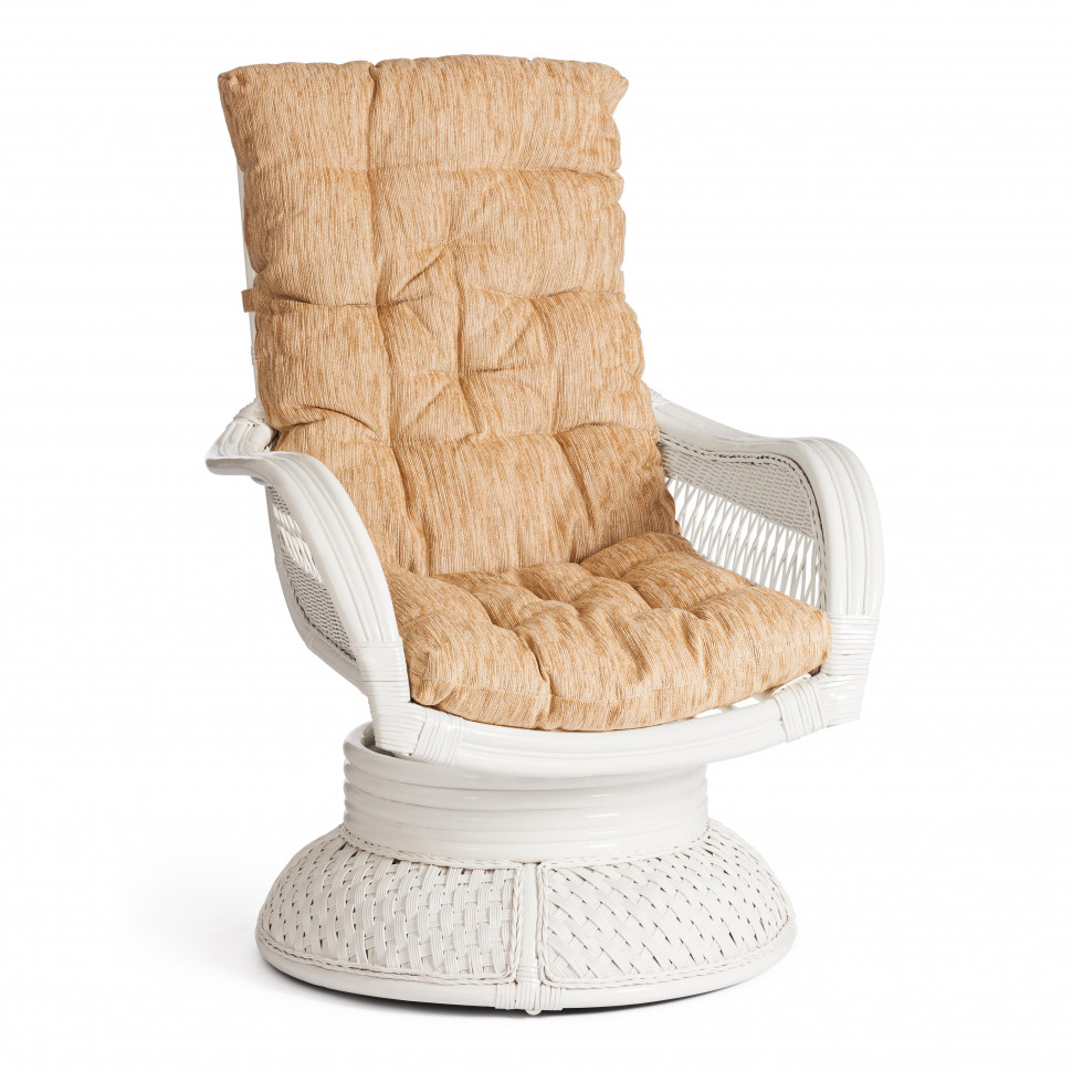 Кресло-качалка "Andrea Relax Medium/Андреа Релакс Медиум" /с подушкой/ 74х82х100см, белый, ткань рубчик, цвет кремовый