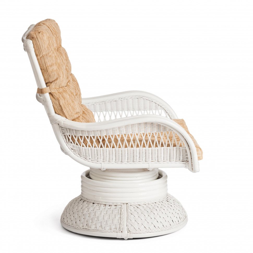 Кресло-качалка "Andrea Relax Medium/Андреа Релакс Медиум" /с подушкой/ 74х82х100см, белый, ткань рубчик, цвет кремовый