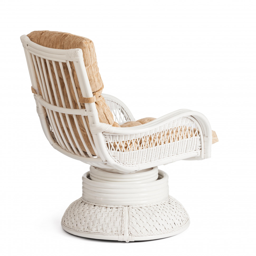 Кресло-качалка "Andrea Relax Medium/Андреа Релакс Медиум" /с подушкой/ 74х82х100см, белый, ткань рубчик, цвет кремовый
