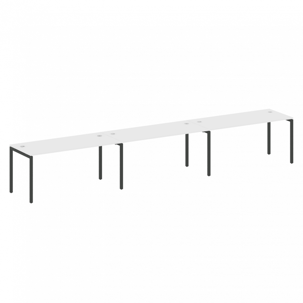 Metal System Quattro Рабочая станция на 3 места на П-образном м/к 40БП.СМ-3.4 Белый/Металл Антрацит