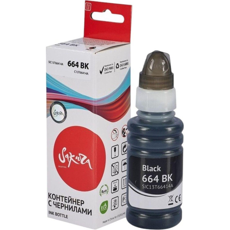 Чернила Sakura C13T66414A (664 BK) чер.для Epson L100/200/300 Чернила Sakura C13T66414A (664 BK) чер.для Epson L100/200/300