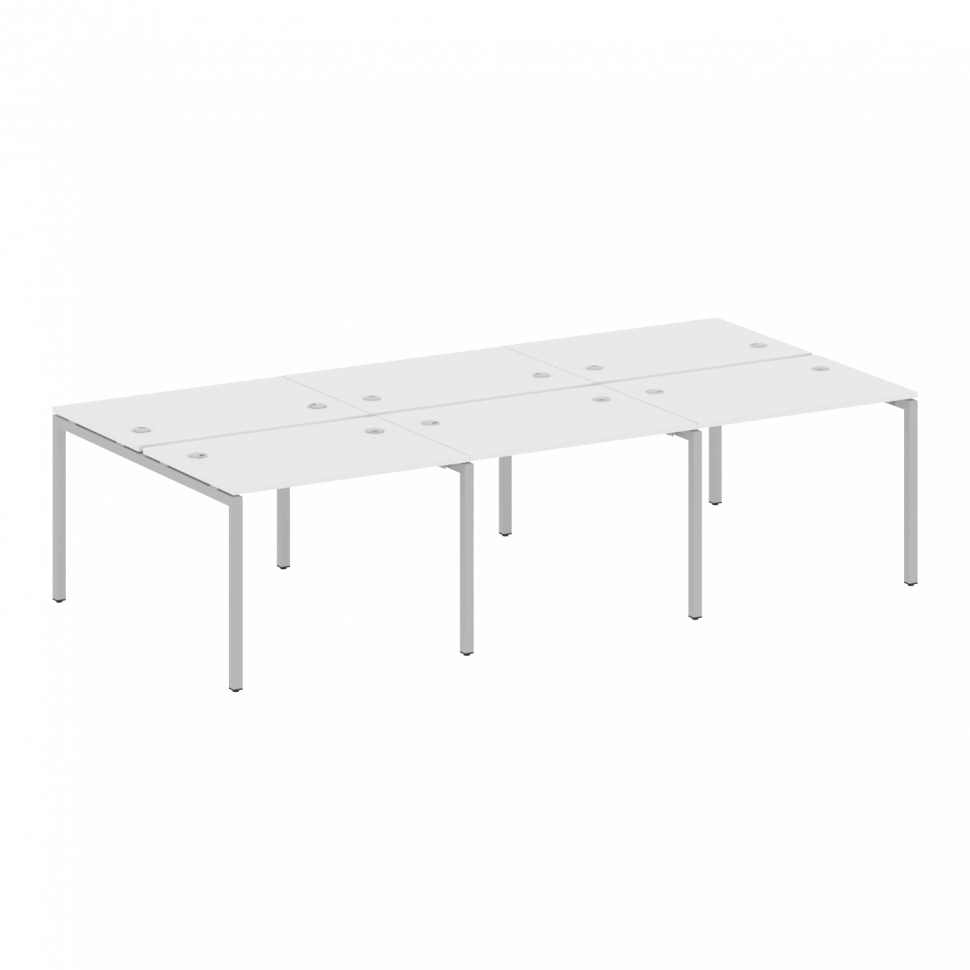 Metal System Quattro Рабочая станция на 6 раб. мест на П-образном м/к 40БП.СМ-6.1 Белый/Металл Серый Metal System Quattro Рабочая станция на 6 раб. мест на П-образном м/к 40БП.СМ-6.1 Белый/Металл Серый