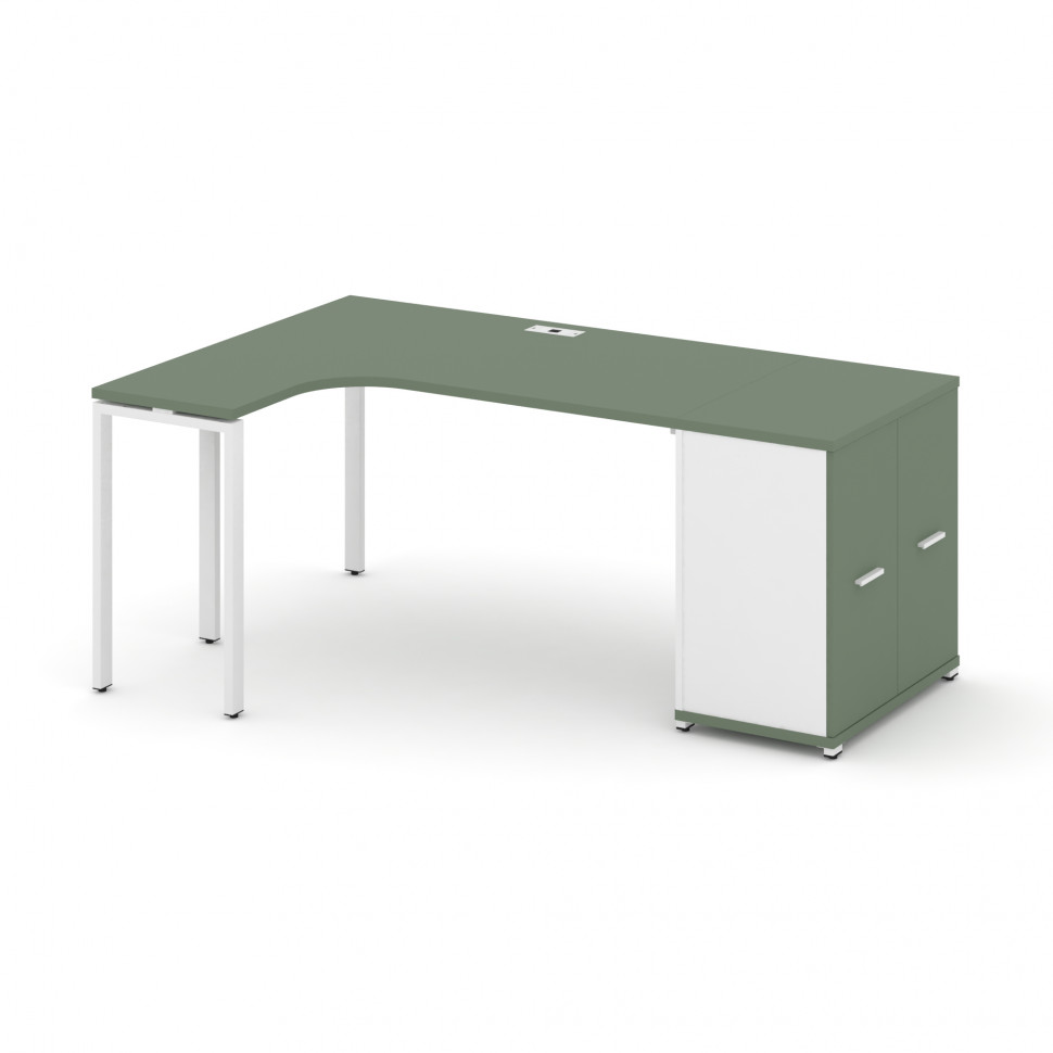 Concept Стол эргономичный с опорным распаш. шкафом CN.SA-210(L) W Кобо/Белый Бриллиант/Металл Белый Concept Стол эргономичный с опорным распаш. шкафом CN.SA-210(L) W Кобо/Белый Бриллиант/Металл Белый