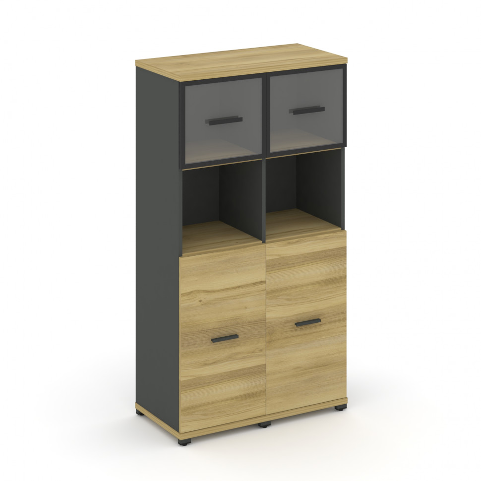 Concept Шкаф 2 узкие секции, 4 ниши CN.STU-425 RPB A Дуб Винченцо/Антрацит/Металл Антрацит/Прозрачны