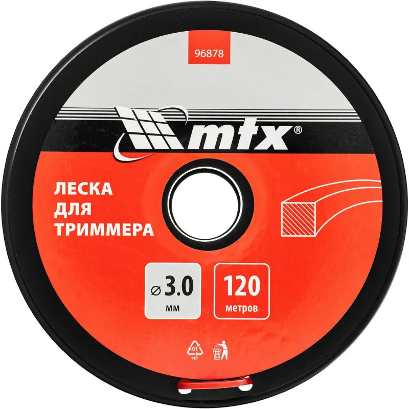 Леска для триммера MTX квадрат 3,0 мм х 120 м, на катушке (96878)