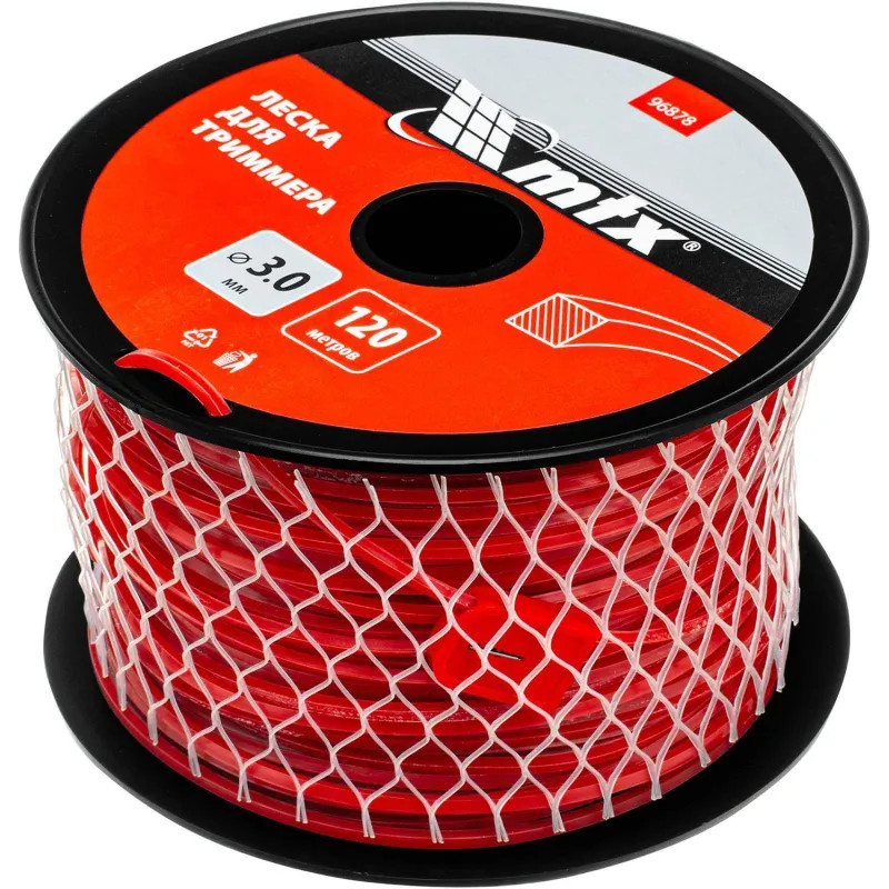 Леска для триммера MTX квадрат 3,0 мм х 120 м, на катушке (96878)