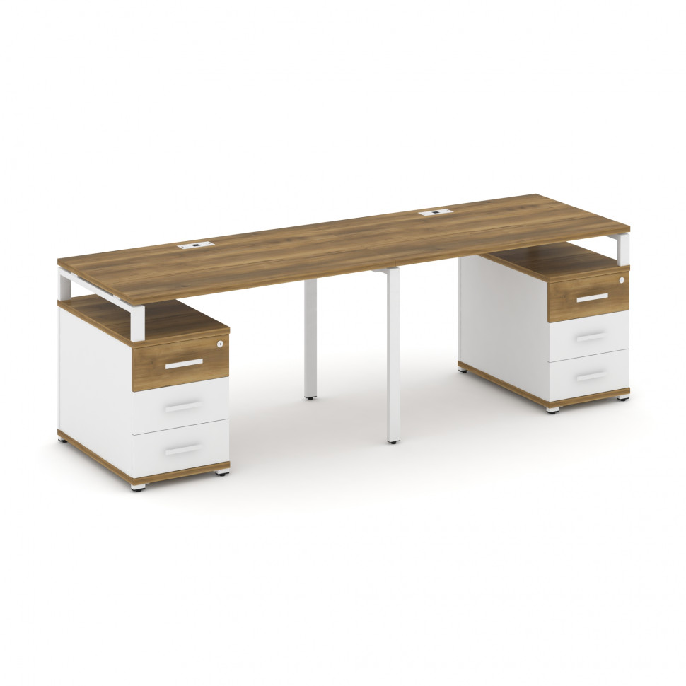 Concept Рабочая станция 2 места с 2 опорными тумбами CN.ORS-318 W Сандал Янтарный/Белый Бриллиант/Ме Concept Рабочая станция 2 места с 2 опорными тумбами CN.ORS-318 W Сандал Янтарный/Белый Бриллиант/Ме