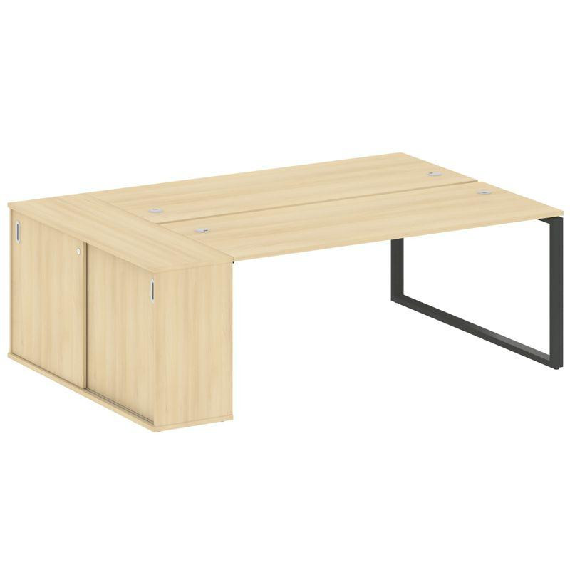 Metal System Рабочая станция с шкафом-купе на О-образном м/к БО.РС-СШК-1.5 Т Акация Лорка/Металл Ант