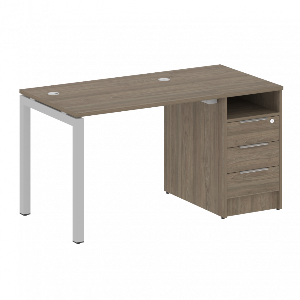 Metal System Quattro Рабочая станция с тумбой на П-образном м/к 50БП.РС-СТП-1.1 Вяз Благородный/Мета