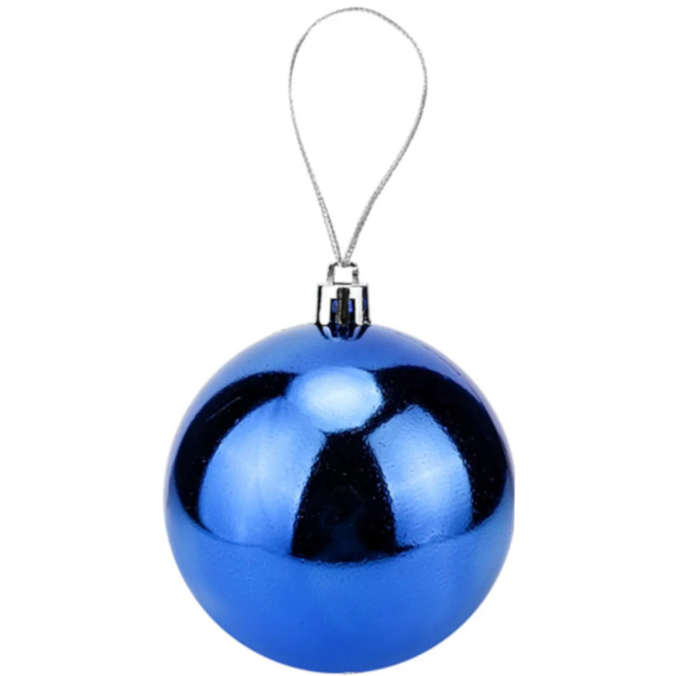 Набор шаров новогодних синих елочных Шелк, бархат, люрекс 8 см , НУ-7002