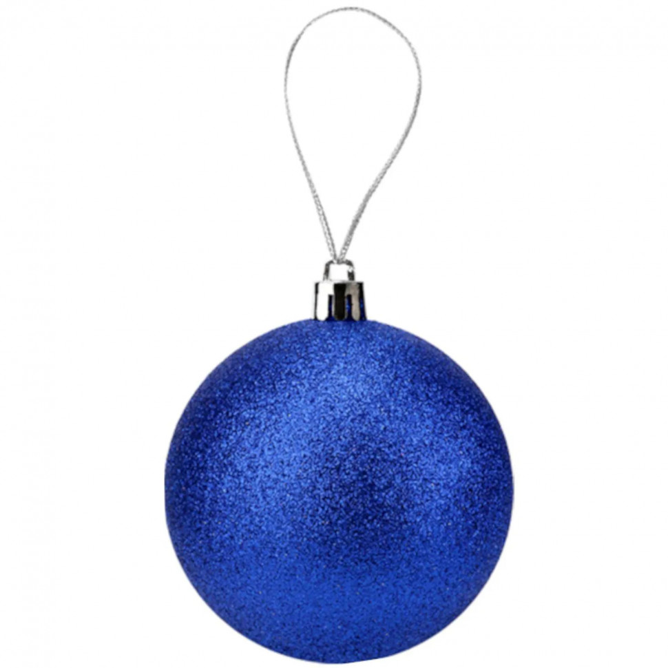 Набор шаров новогодних синих елочных Шелк, бархат, люрекс 8 см , НУ-7002