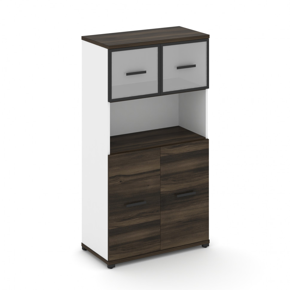 Concept Шкаф 1 широкая секция, 4 ниши CN.STS-415 RMB B Дуб Мали/Белый Бриллиант/Металл Черный/Сатин