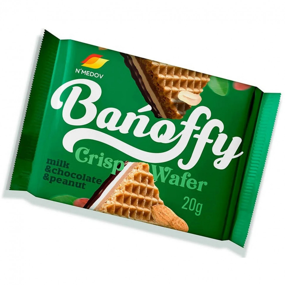 Вафли BANOFFY хрустящие глазированные с кремовой начинкой, 20гx10шт/уп