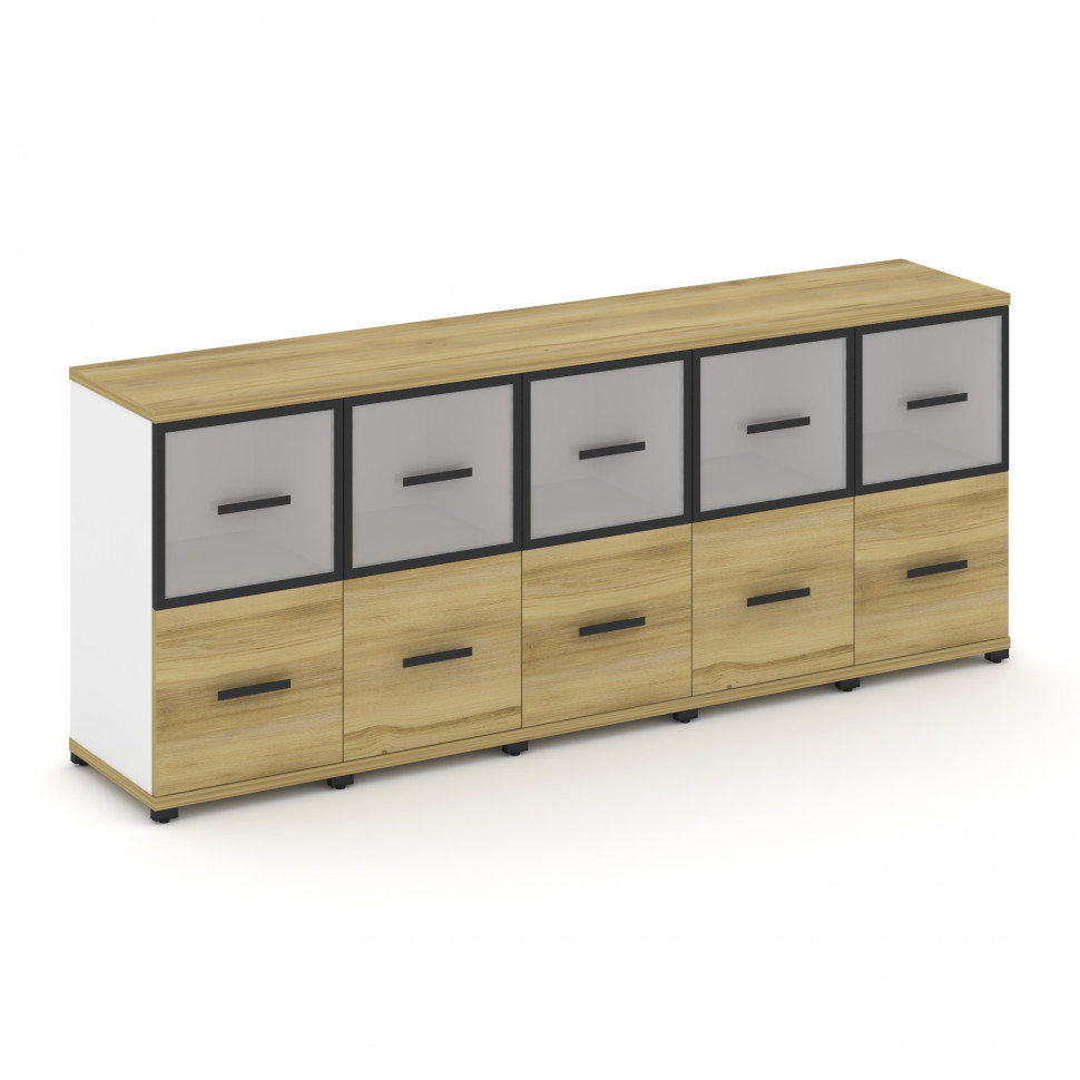 Concept Шкаф 5 узких секций, 2 ниши CN.STU-252 RMB B Дуб Винченцо/Белый Бриллиант/Металл Черный/Сати