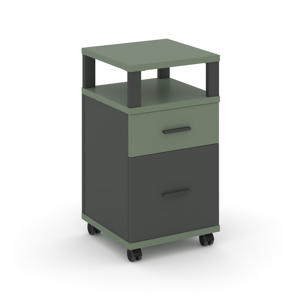 Concept Тумба мобильная 1 ящ.+1 распаш. фасад с надставкой CN.TUM-010 A Кобо/Антрацит/Металл Антраци