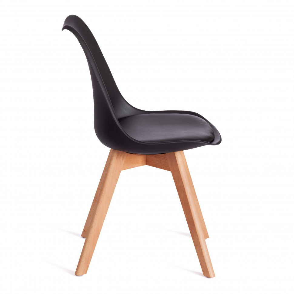 Стул TULIP (mod. 73-1) дерево/пластик/экокожа, 47,5x55x80 см, Черный (Black)