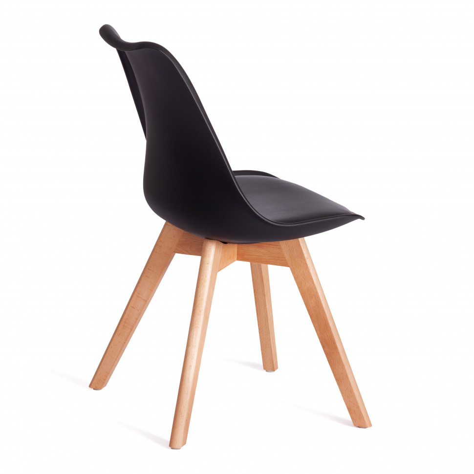 Стул TULIP (mod. 73-1) дерево/пластик/экокожа, 47,5x55x80 см, Черный (Black)