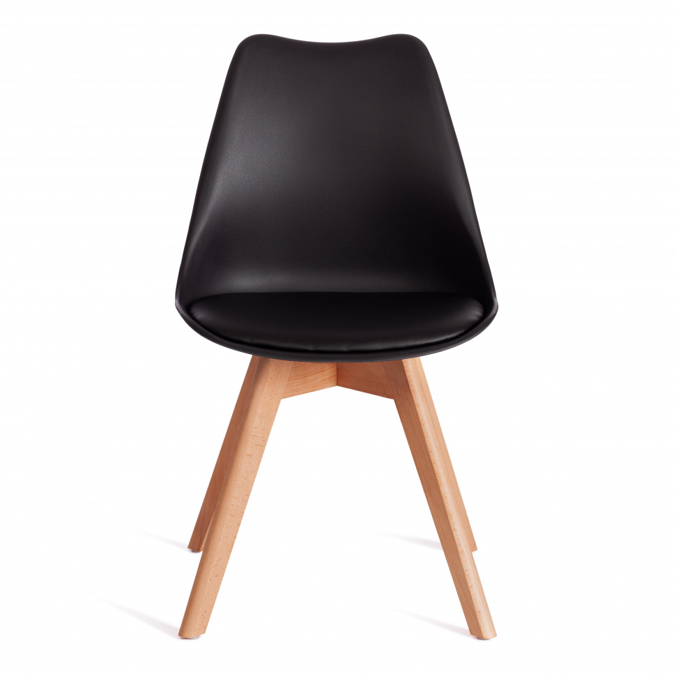 Стул TULIP (mod. 73-1) дерево/пластик/экокожа, 47,5x55x80 см, Черный (Black)