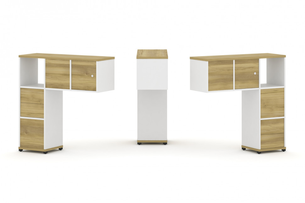 Concept Надставка низкая CN.DNN-004 Дуб Винченцо/Белый Бриллиант/Металл Черный 1099*365*1130