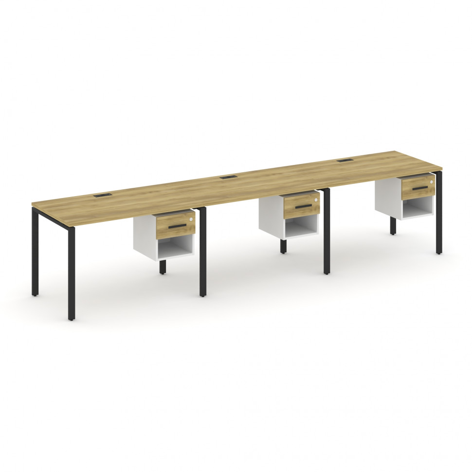 Concept Рабочая станция односторонняя с подвес. тумбами 3 места CN.ORS-138 B Дуб Винченцо/Белый Брил Concept Рабочая станция односторонняя с подвес. тумбами 3 места CN.ORS-138 B Дуб Винченцо/Белый Брил
