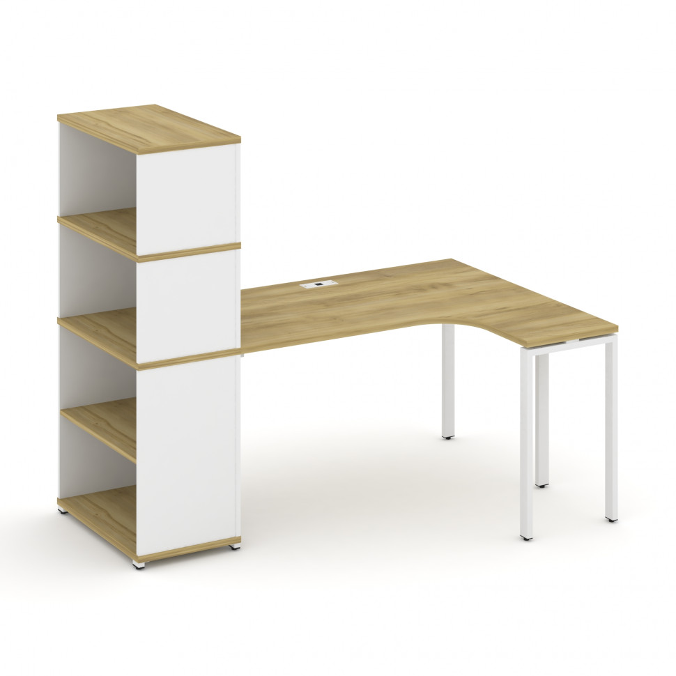 Concept Стол эргономичный с опорным стеллажом с надставкой выс. CN.SA-207(R) Дуб Винченцо/Белый Брил