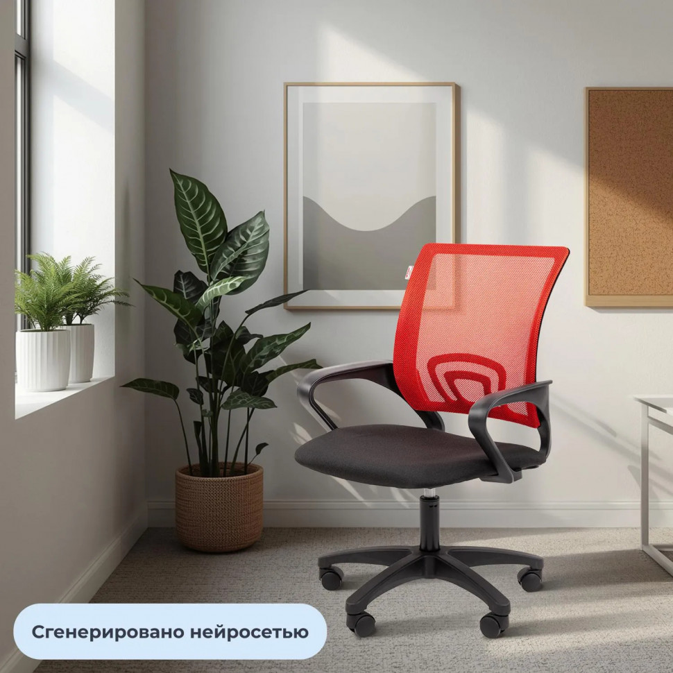 Кресло ТП 304 LT сетка/ткань,красный/черный,пластик