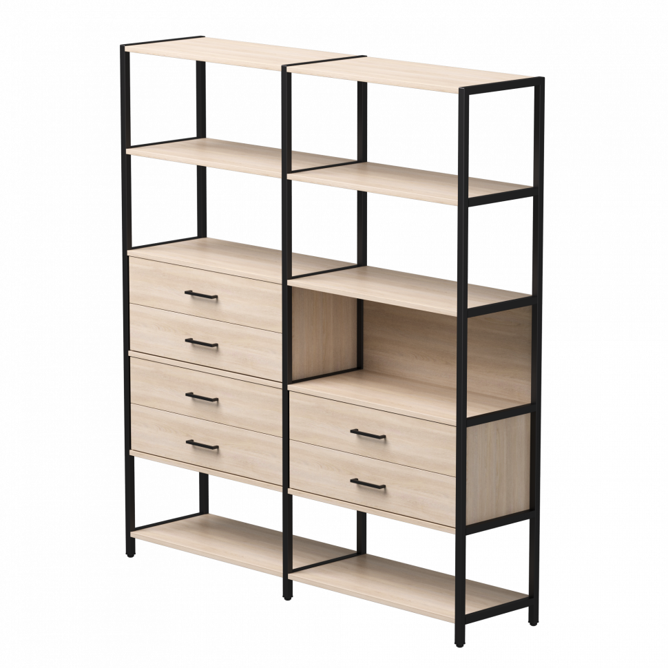 Набор стеллажных систем №8 Everprof EVO (ЭВО) 1635x385x1840 Дуб Соната/Черный