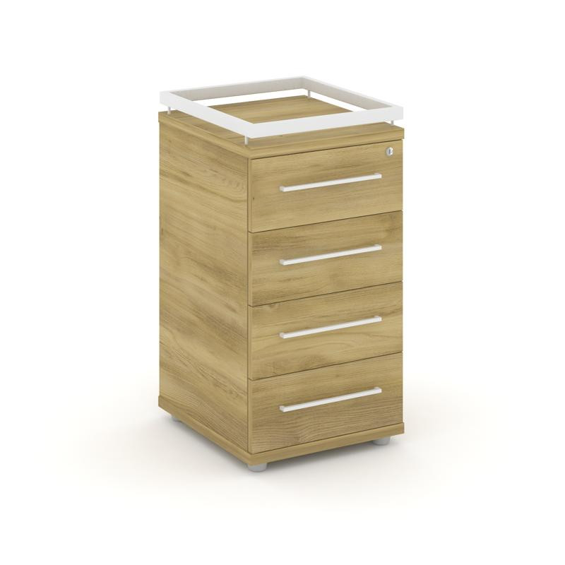 Rift Тумба приставная+рамка RF.TPR-002 Дуб Винченцо/Металл Белый/Белый Ручки 416*460*797