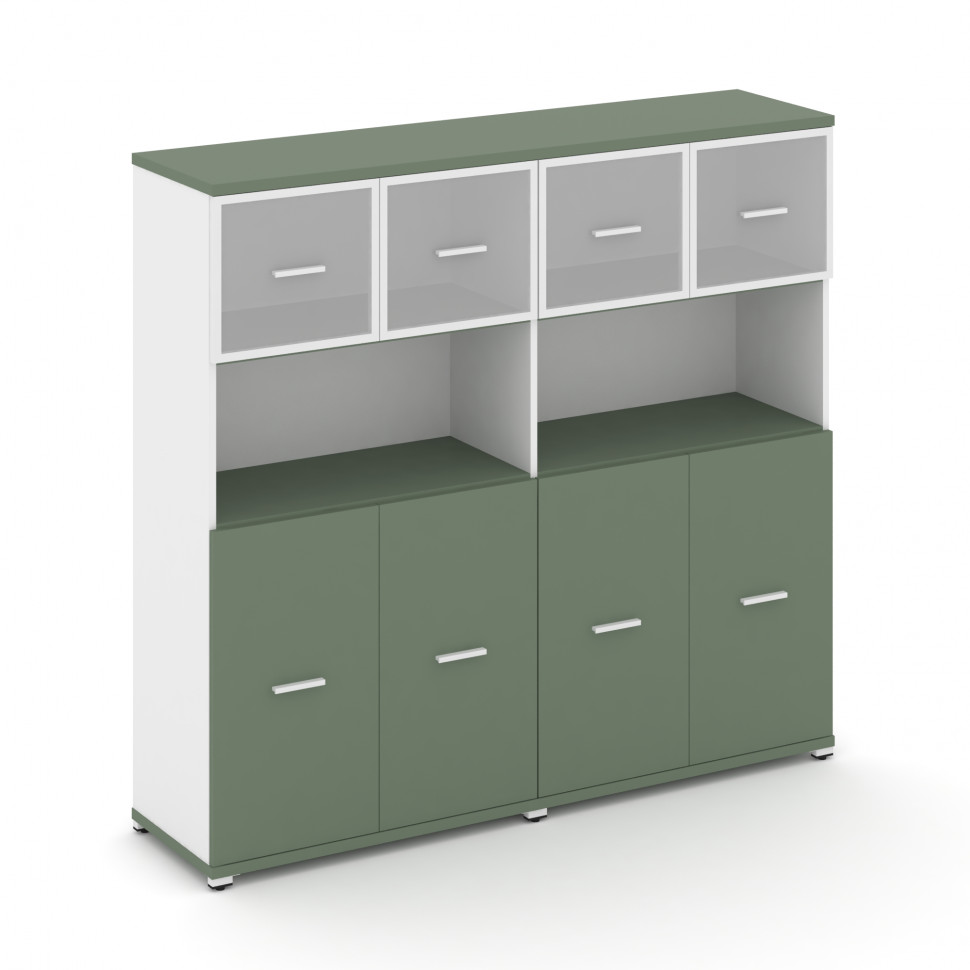 Concept Шкаф 2 широкие секции, 4 ниши CN.STS-425 RMW W Кобо/Белый Бриллиант/Металл Белый/Сатин 1668*