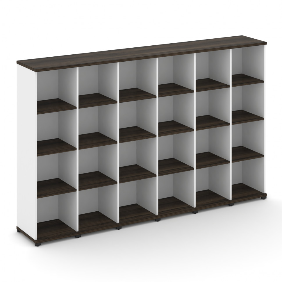 Concept Стеллаж 6 узких секций, 4 ниши CN.STU-460 Дуб Мали/Белый Бриллиант/Металл Черный 2500*420*15