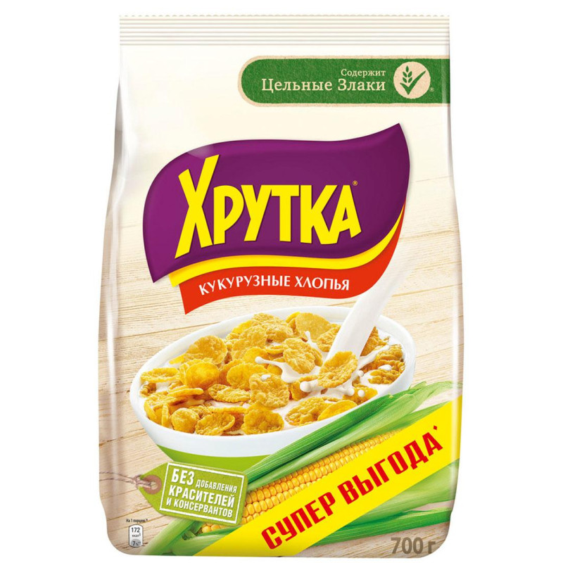 Хлопья кукурузные Хрутка хрустящие, обогащенные кальцием, 700г