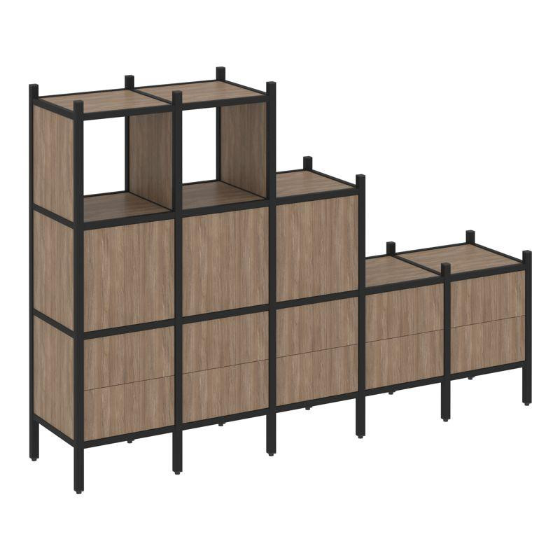 Loft Прямой стеллаж VR.L-19 Дуб Аризона/Металл Черный 2110*446*1458 Loft Прямой стеллаж VR.L-19 Дуб Аризона/Металл Черный 2110*446*1458