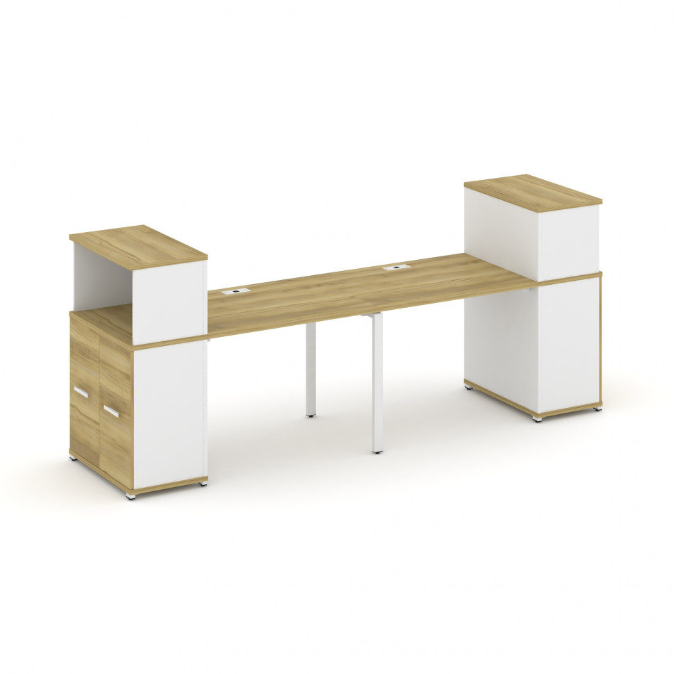 Concept Рабочая станция с опорными распаш. шкафами с надставкой низ. CN.ORS-225 W Дуб Винченцо/Белый Concept Рабочая станция с опорными распаш. шкафами с надставкой низ. CN.ORS-225 W Дуб Винченцо/Белый