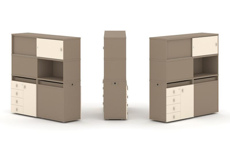 Estetica Набор №30. Тумба двойная+высокая надставка ES.NB.2V-30 Латте/Сатин 1500*410*1520