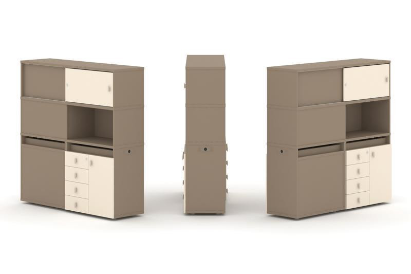 Estetica Набор №30. Тумба двойная+высокая надставка ES.NB.2V-30 Латте/Сатин 1500*410*1520