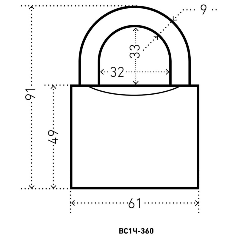 Замок навесной УЗК Аллюр ВС1Ч-360 (61xd=9) чугун серый (5кл)