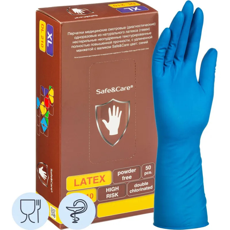 Перчатки латекс., н/с, н/о, S&C High Risk TL210/ DL210 (XL)25пар/уп,ПС