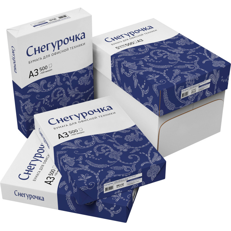Бумага Снегурочка А3, марка С, 80 г/кв.м, 500 л
