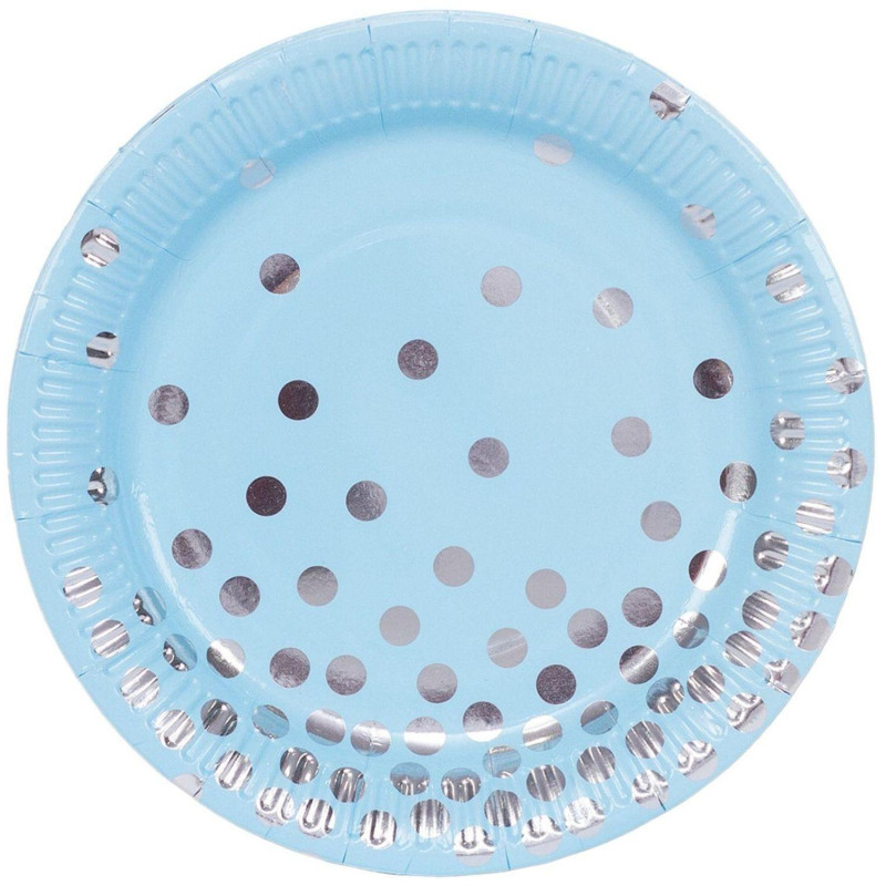 Набор тарелок бум Горошек серебрян 17см 6шт/уп,1502-2874