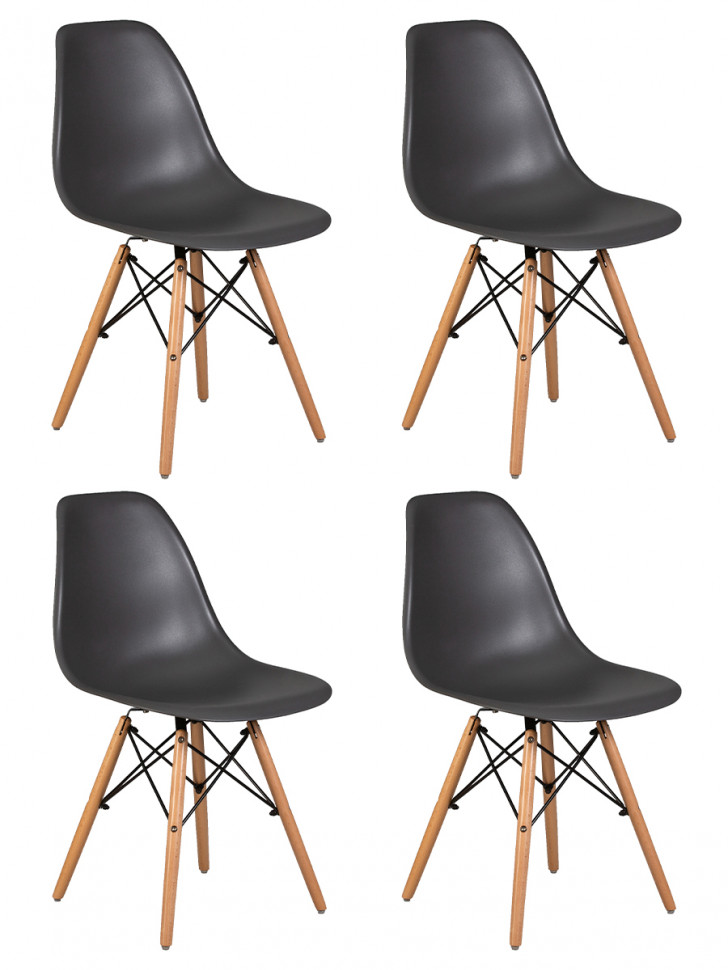 Набор 4 шт Стул обеденный DOBRIN DSW, ножки светлый бук, цвет тёмно-серый (GR-04)