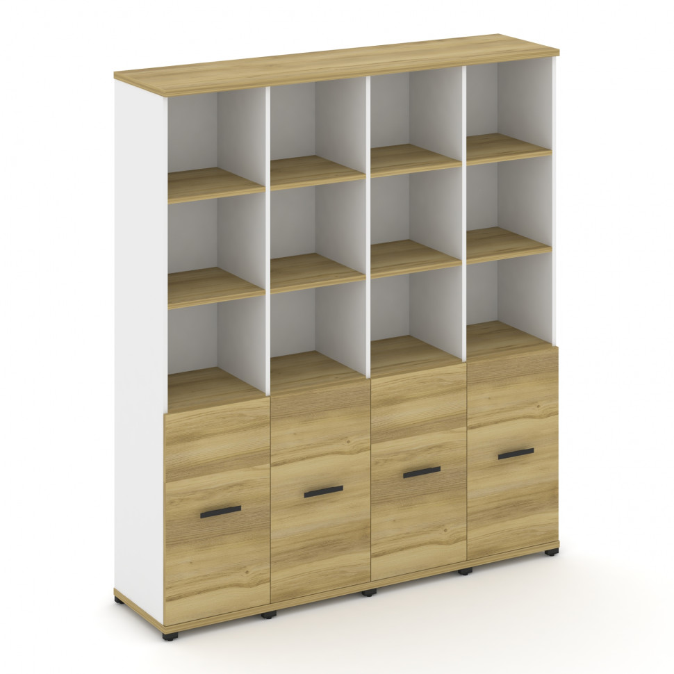 Concept Шкаф 4 узкие секции, 5 ниш CN.STU-541 B Дуб Винченцо/Белый Бриллиант/Металл Черный 1668*420*