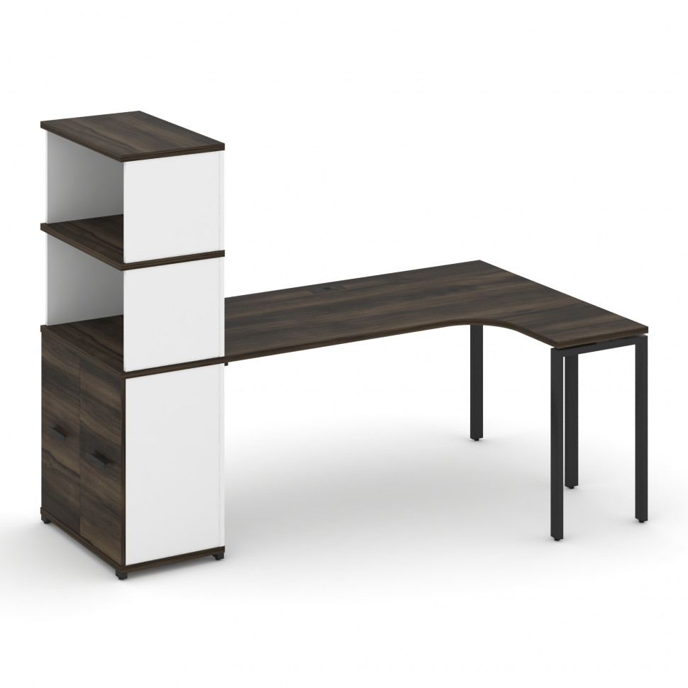 Concept Стол эргономичный с опорным распаш. шкафом с надставкой выс. CN.SA-216(R) B Дуб Мали/Белый Concept Стол эргономичный с опорным распаш. шкафом с надставкой выс. CN.SA-216(R) B Дуб Мали/Белый