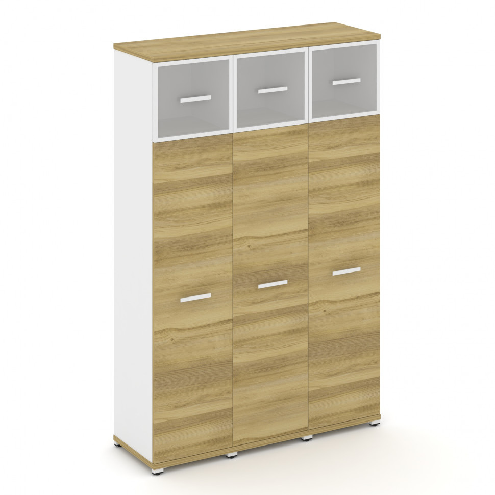 Concept Шкаф 3 узкие секции, 5 ниш CN.STU-537 RMW W Дуб Винченцо/Белый Бриллиант/Металл Белый/Сатин