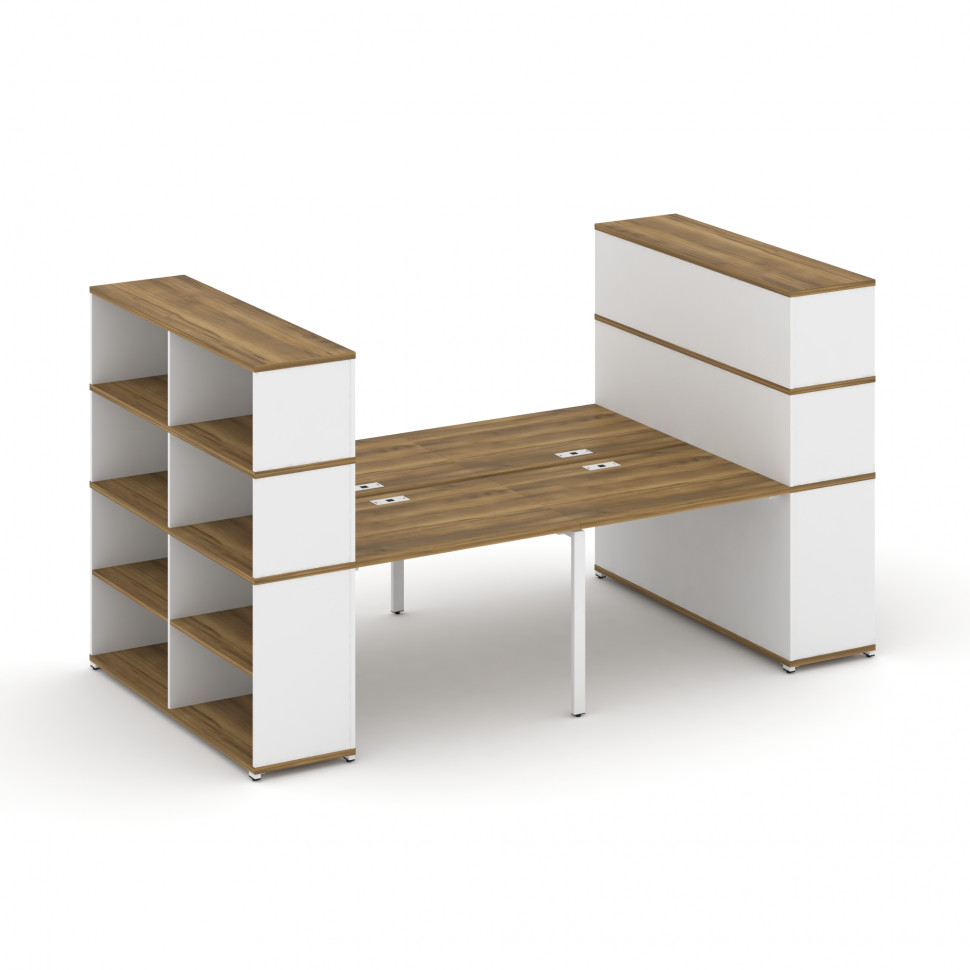 Concept Рабочая станция с опорными стеллажами с надставкой выс. CN.DRS-257 Сандал Янтарный/Белый Бри Concept Рабочая станция с опорными стеллажами с надставкой выс. CN.DRS-257 Сандал Янтарный/Белый Бри