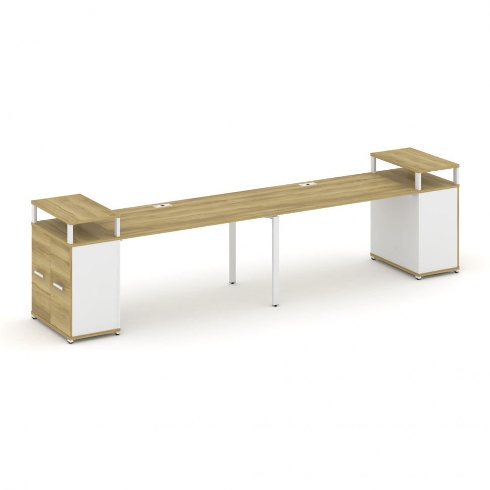Concept Рабочая станция с опорными распаш. шкафами с верх. горизонтами  CN.ORS-223 W Дуб Винченцо/Бе