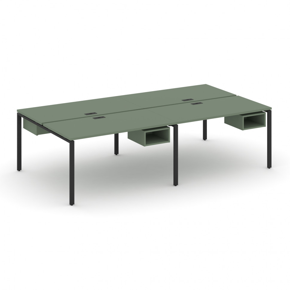 Concept Рабочая станция двухсторонняя с подвесными тумбами на 4 места CN.DRS-123 Кобо/Металл Черный