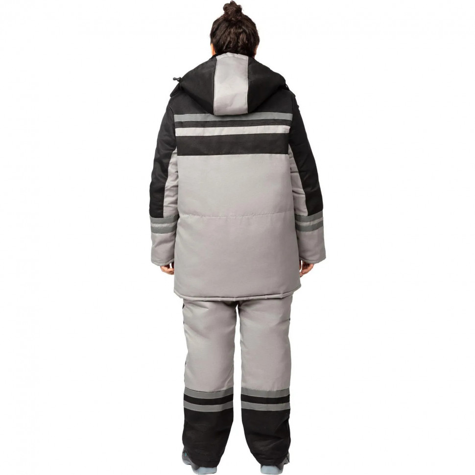 Костюм рабочий зимний жен з03-КПК сер/черн  44-46/158-164